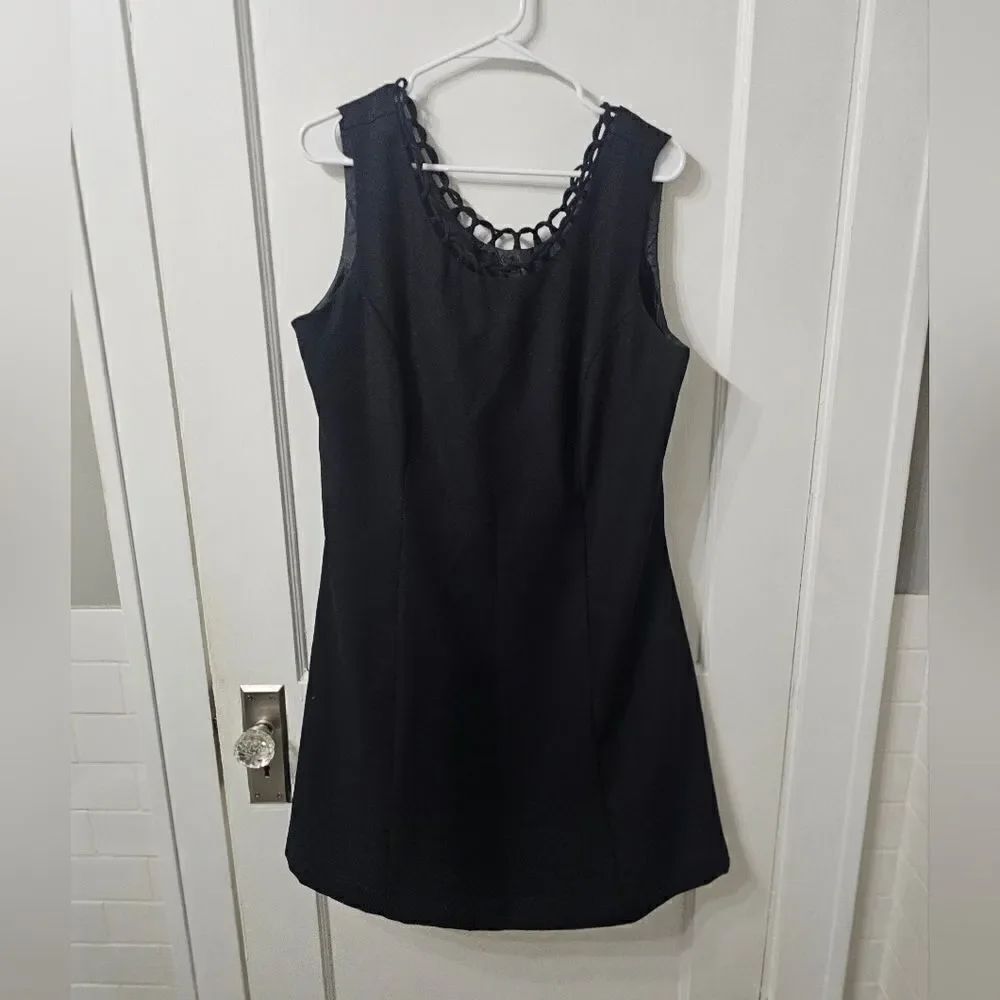 John Roberts Vintage classic black dress with scalloped neck line